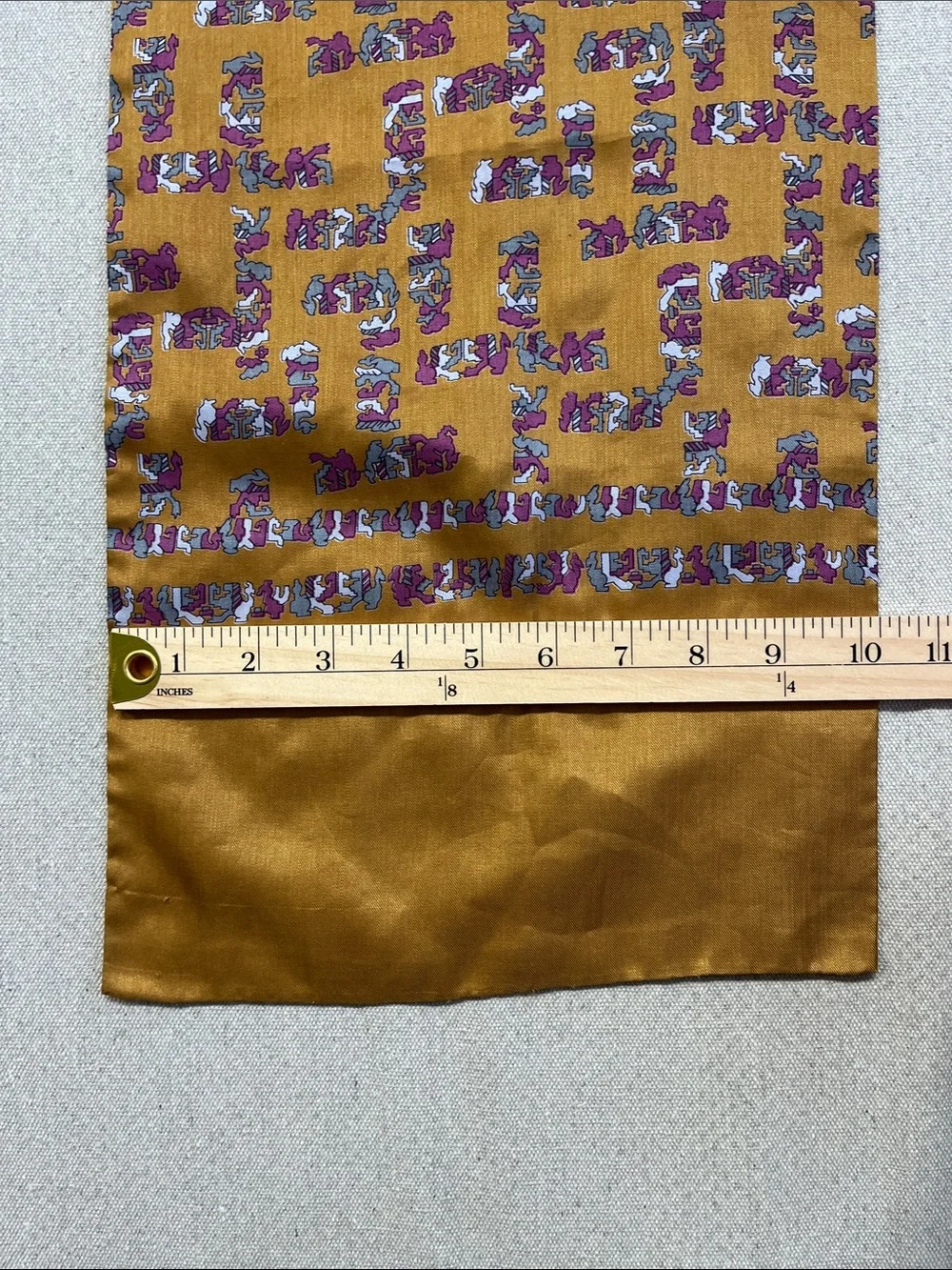 Vintage Sunburning Silk Blend Scarf Mustard Gold Abstract 50” Long